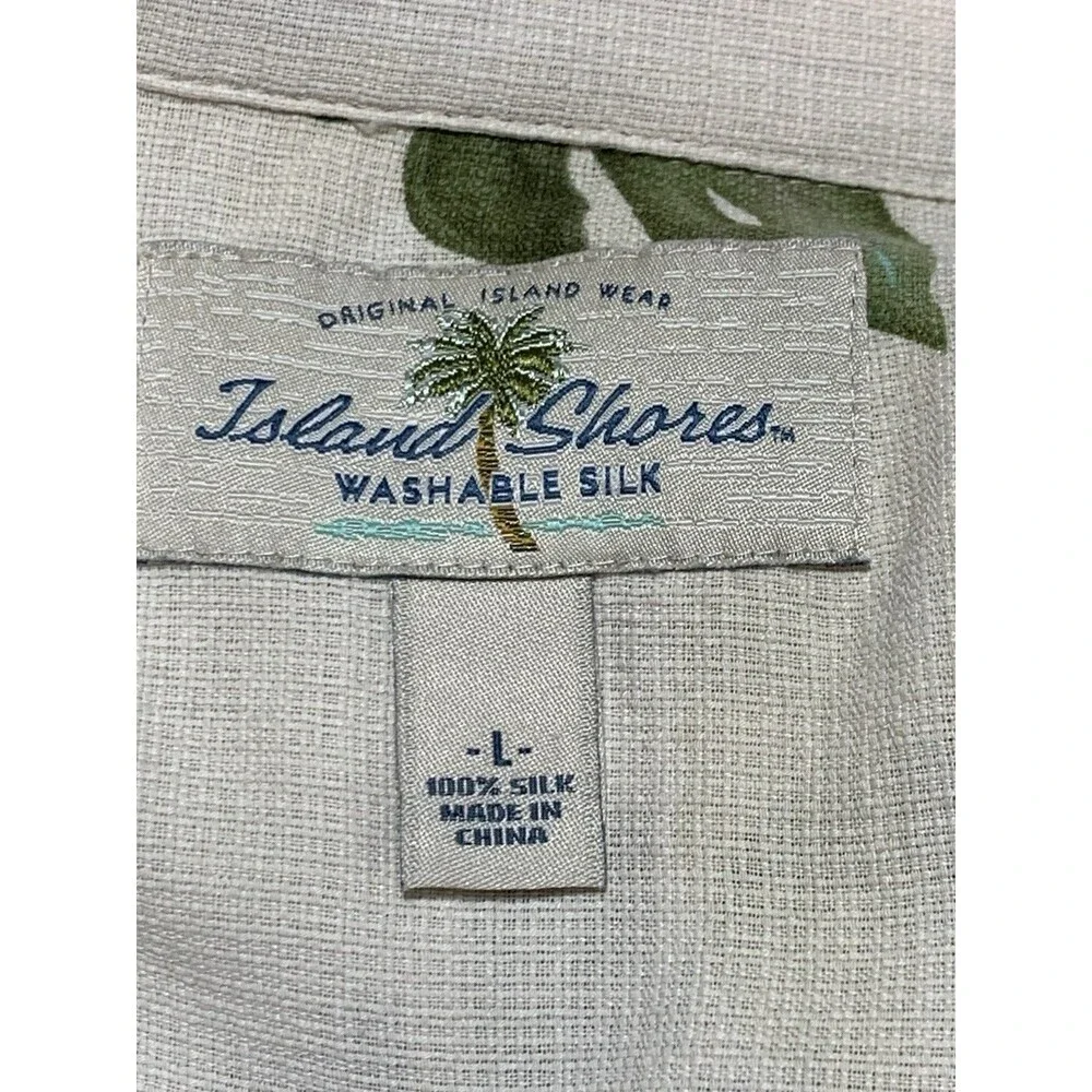 Island Shores Hawaiian Shirt Mens Large 100% Washable Silk Button Up Large - Picture 2 of 16